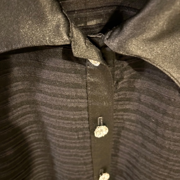 JS Collection Women’s Sheer Blouse Black Long Cuffed Sleeves Sz 10 - Picture 7 of 10